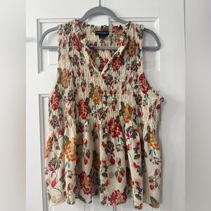 Cynthia Rowley Cream Floral Sleeveless Blouse